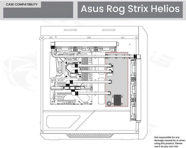 Alt view image 7 of 7 - Bykski Distro Plate For ASUS Rog Strix Helios PMMA w/ 5v Addressable RGB(RBW) (RGV-AS-STRIXHS-P-V2-K)