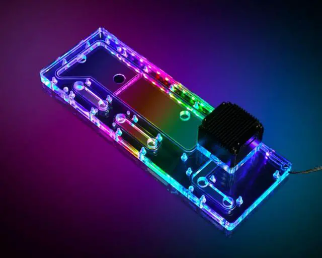 Alt view image 2 of 7 - Bykski Distro Plate For CORSAIR 5000D - PMMA w/ 5v Addressable RGB(RBW) (RGV-COS-5000D-P-K)