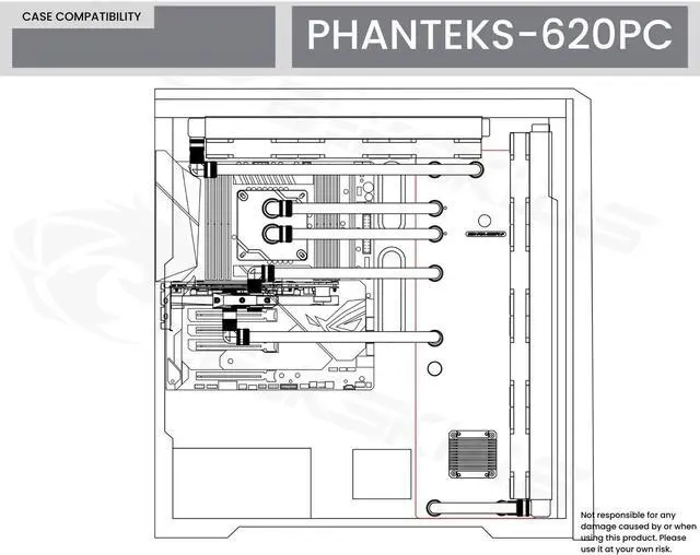 Alt view image 7 of 7 - Bykski Distro Plate For PHANTEKS-620PC PMMA w/ 5v Addressable RGB(RBW) (RGV-PHA-620PC-P-KG)