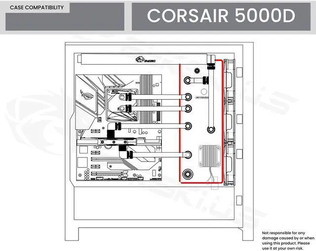 Alt view image 7 of 7 - Bykski Distro Plate For CORSAIR 5000D - PMMA w/ 5v Addressable RGB(RBW) (RGV-COS-5000D-P-KG)