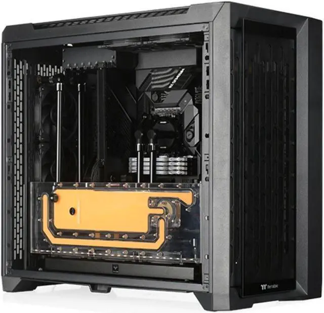 Alt view image 4 of 7 - Bykski Dual Distro Plate For Thermaltake CTE C750 PMMA w/ 5v Addressable RGB(RBW) (RGV-TT-C750-A1-P)