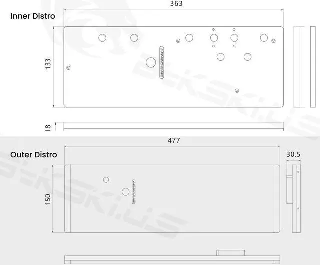 Alt view image 5 of 7 - Bykski Dual Distro Plate For Thermaltake CTE C750 PMMA w/ 5v Addressable RGB(RBW) (RGV-TT-C750-A1-P)