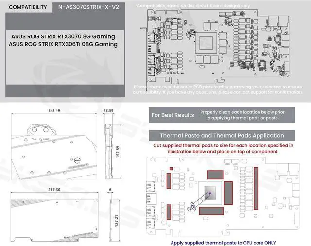 Alt view image 7 of 7 - Bykski Full Coverage GPU Water Block and Backplate For ASUS ROG STRIX RTX 3070/306Ti 8G Gaming (N-AS3070STRIX-X-V2)