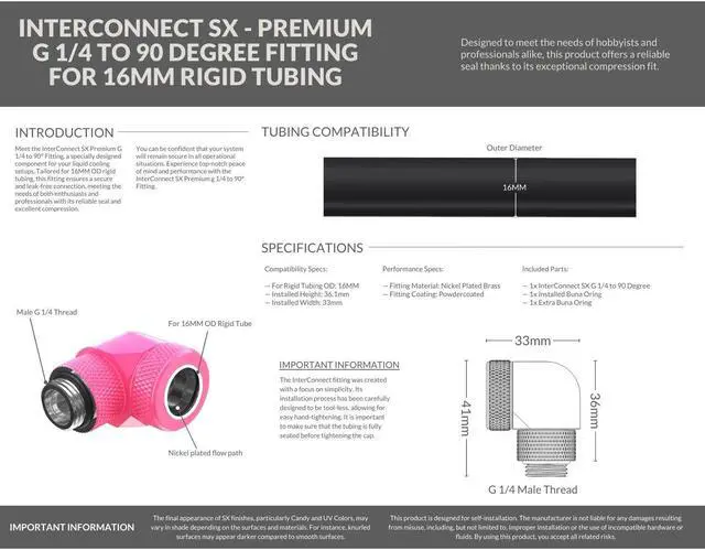 Alt view image 4 of 4 - PrimoChill InterConnect SX Premium G1/4 to 90 Degree Adapter Fitting For 16MM Rigid Tubing (FA-G9016)