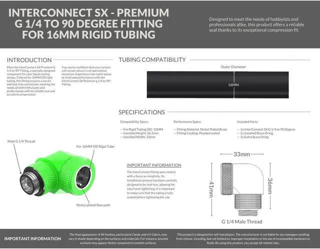 Alt view image 4 of 4 - PrimoChill InterConnect SX Premium G1/4 to 90 Degree Adapter Fitting For 16MM Rigid Tubing (FA-G9016)