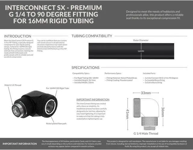Alt view image 3 of 3 - PrimoChill InterConnect SX Premium G1/4 to 90 Degree Adapter Fitting For 16MM Rigid Tubing (FA-G9016)