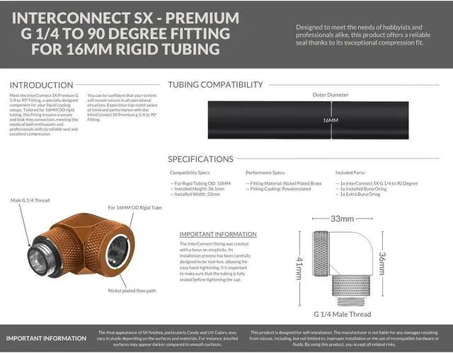 Alt view image 3 of 3 - PrimoChill InterConnect SX Premium G1/4 to 90 Degree Adapter Fitting For 16MM Rigid Tubing (FA-G9016)