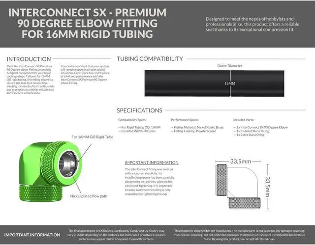 Alt view image 3 of 3 - PrimoChill InterConnect SX Premium 90 Degree Elbow Adapter Fitting For 16MM Rigid Tubing (FA-9016)