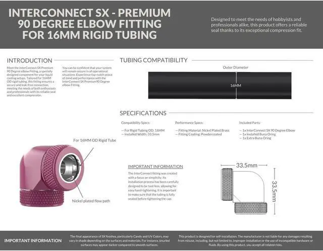 Alt view image 3 of 3 - PrimoChill InterConnect SX Premium 90 Degree Elbow Adapter Fitting For 16MM Rigid Tubing (FA-9016)