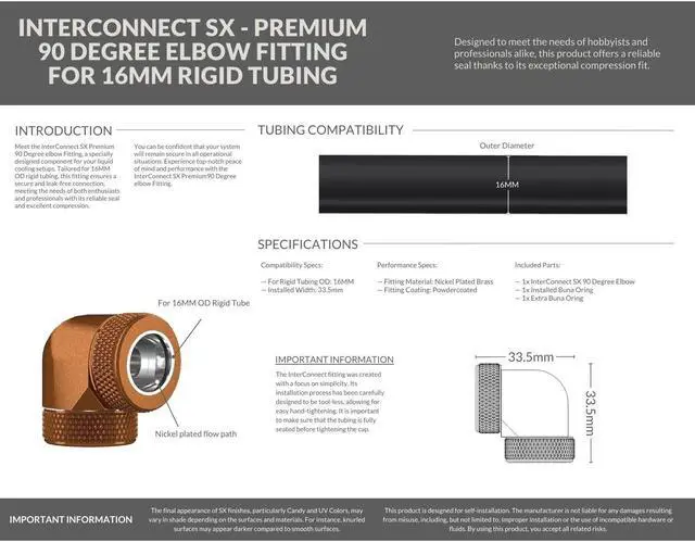 Alt view image 3 of 3 - PrimoChill InterConnect SX Premium 90 Degree Elbow Adapter Fitting For 16MM Rigid Tubing (FA-9016)