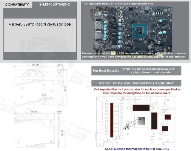 Alt view image 6 of 7 - Bykski Full Coverage GPU Water Block and Backplate For MSI GeForce RTX 4060 Ti VENTUS 2X 16GB (N-MS4060TIVES-X)