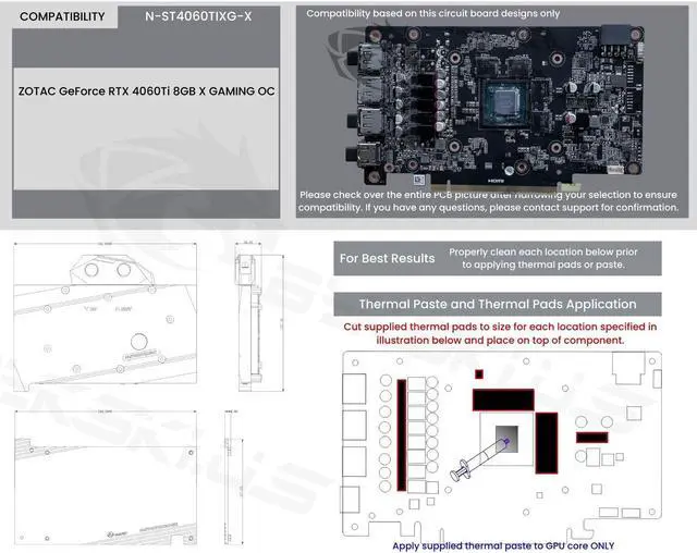 Alt view image 6 of 7 - Bykski Full Coverage GPU Water Block and Backplate For ZOTAC GeForce RTX 4060Ti 8GB X GAMING OC (N-ST4060TIXG-X)