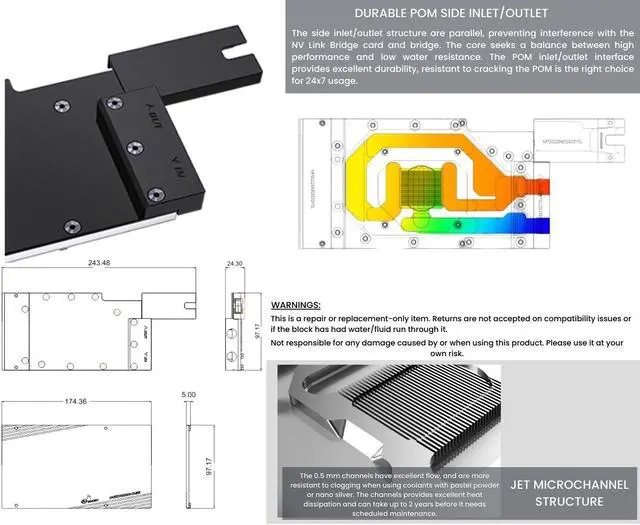 Alt view image 5 of 7 - Bykski Metal/POM GPU Water Block and Backplate For NVIDIA RTX 4000 ADA (N-RTX4000-X)