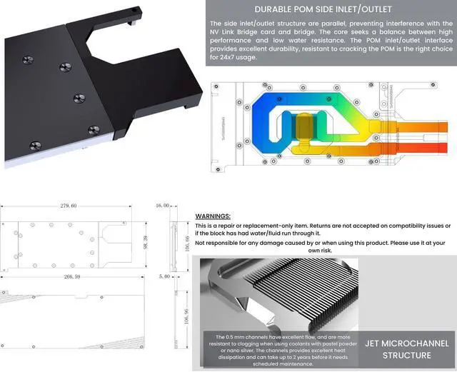 Alt view image 4 of 6 - Bykski Metal/POM GPU Water Block and Backplate For MSI GeForce RTX 4090 Turbo (N-MS4090-X)