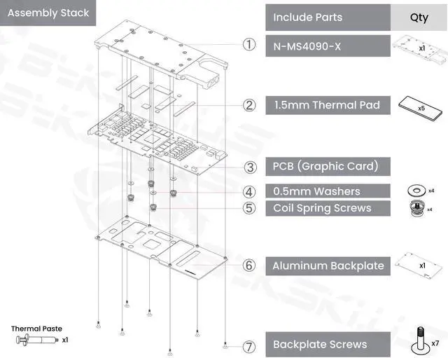 Alt view image 6 of 6 - Bykski Metal/POM GPU Water Block and Backplate For MSI GeForce RTX 4090 Turbo (N-MS4090-X)
