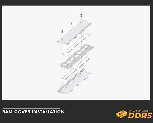 Alt view image 3 of 5 - Bykski DDR5 Memory Heat Spreader - Black (B-MRCOV-X-V2)