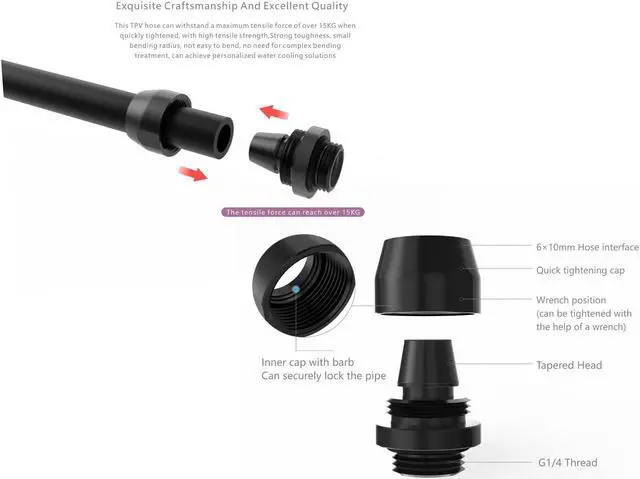 Alt view image 3 of 5 - Bykski Flex 6mm ID x 10mm OD Fitting (B-FT1-TN-V3) - Gray