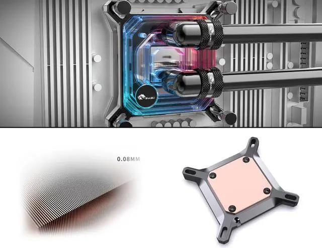 Alt view image 2 of 3 - Bykski CPU-XPR-M-V3 High-Performance CPU Water Cooling Block - Featuring Aggressive 0.08mm Fins - Sturdy Mounting Construction with Elite Cooling - for AMD Ryzen 3/5/7/9 (AM4/AM5)