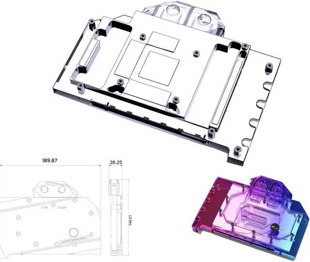 Alt view image 2 of 5 - Bykski Full Coverage GPU Water Block and Backplate For ASUS Dual GeForce RTX 4070 SUPER EVO 12GB (N-AS4070SDUALEVO-X)