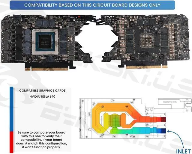 Alt view image 3 of 4 - Bykski Durable Metal/POM GPU Water Block and Backplate for NVIDIA Tesla L40 (N-TESLA-L40-X) - Continuous Usage