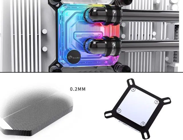 Alt view image 2 of 3 - Bykski CPU-XPR-C-M High-Efficiency CPU Water Cooling Block - Featuring High Flow Optimized 0.2mm Fins - Clean Design - for AMD Ryzen 3/5/7/9 (AM4/AM5)