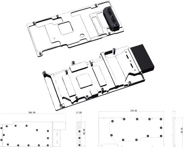 Alt view image 3 of 6 - Bykski Durable Metal/POM GPU Water Block w/Active Backplate for Leadtek RTXA6000/NVIDIA Tesla A10/A40 48G (N-RTXA6000-TC-V3) - Continuous Usage