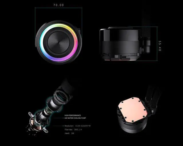 Alt view image 2 of 4 - Bykski AIO Integrated Liquid CPU Cooler for Intel LGA1700/1800/115X and AMD Ryzen 9/7/5/3 AM5/AM4 featuring A-RGB Lighting - 240mm (B-FRB240)