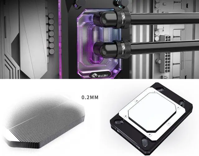 Alt view image 3 of 4 - Bykski CPU-RAY-MC-M High-Efficiency CPU Water Cooling Block - Featuring High Flow Optimized 0.2mm Fins - Clean Design - for AMD AM5/AM4 - SWRX8 - STRX4 - TR4 - SP3