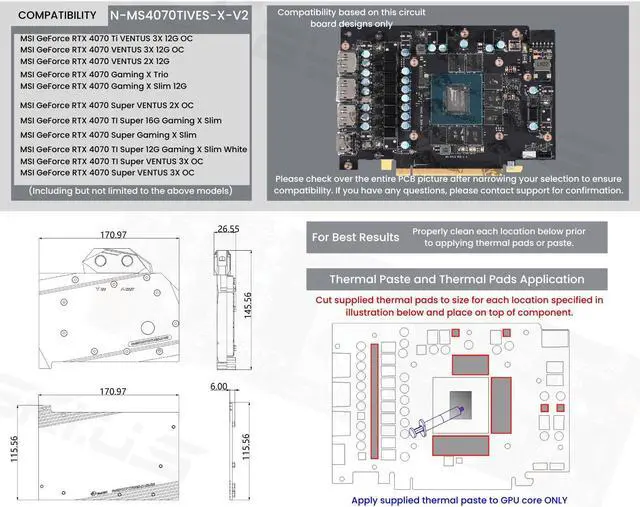 Alt view image 7 of 7 - Bykski Full Coverage GPU Water Block and Backplate For MSI GeForce RTX 4070/Ti VENTUS 3X 12G OC (N-MS4070TIVES-X-V2)