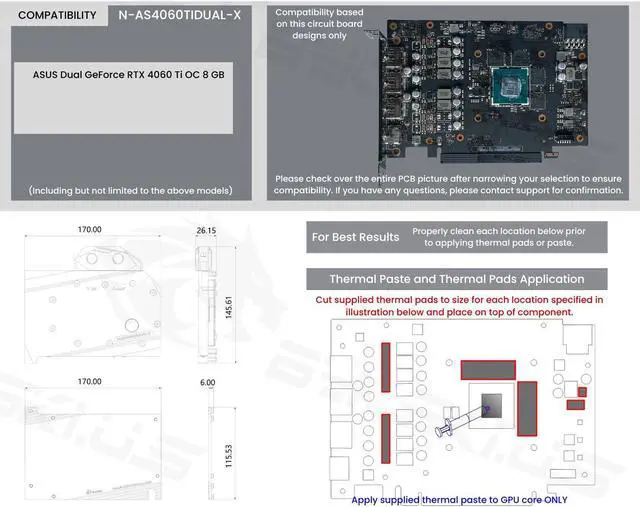 Alt view image 6 of 7 - Bykski Full Coverage GPU Water Block and Backplate For ASUS Dual GeForce RTX 4060 Ti OC 8GB (N-AS4060TIDUAL-X)