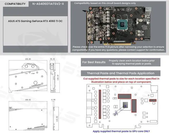 Alt view image 6 of 7 - Bykski Full Coverage GPU Water Block and Backplate For ASUS ATS Gaming GeForce RTX 4060 TI OC (N-AS4060TIATSV2-X)