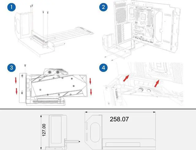 Alt view image 5 of 5 - Bykski Vertical Mount/Holder for GPU Showcasing with PCIe 4.0 PCI-E Extension cable (B-6HPCI-E-X-V2K)