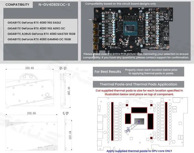 Alt view image 7 of 7 - Bykski Full Coverage GPU Water Block and Backplate For GIGABYTE GeForce RTX 4080 16G (N-GV4080EOC-X)