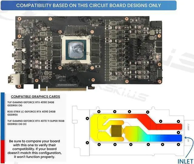 Alt view image 3 of 4 - Bykski Durable Metal/POM GPU Water Block and Backplate for ASUS TUF/ROG Gaming GeForce RTX 4090 24GB (SELECT MODELS ONLY) (N-AS4090TUFOG-X-V2) - Continuous Usage