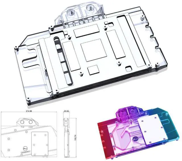 Alt view image 2 of 5 - Bykski Full Coverage GPU Water Block and Backplate for Palit RTX 3090 Game Rock OC (N-PT3090GR-X)