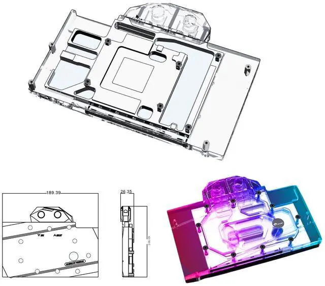 Alt view image 2 of 5 - Bykski Full Coverage GPU Water Block and Backplate For Maxsun 3070 Ti iCraft OC 8G (N-MX3070TIIC-X)