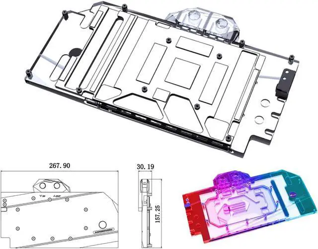 Alt view image 2 of 5 - Bykski Full Coverage GPU Water Block and Backplate For ASUS TUF/ROG Gaming GeForce RTX 4090 24GB (SELECT MODELS ONLY) (N-AS4090TUFOG-X)