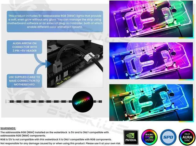 Alt view image 5 of 5 - Bykski Full Coverage GPU Water Block and Backplate For ASUS TUF/ROG Gaming GeForce RTX 4090 24GB (SELECT MODELS ONLY) (N-AS4090TUFOG-X)