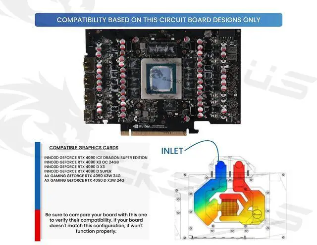Alt view image 3 of 5 - Bykski Full Coverage GPU Water Block and Backplate for INNO3D/AX GAMING GEFORCE RTX 4090 X3 (SELECT MODELS ONLY) (N-ICH4090-X)