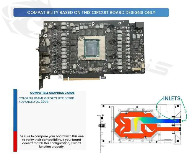 Alt view image 3 of 5 - Bykski Armored End Port GPU Waterblock with Backplate For COLORFUL iGame Geforce RTX 5090D Advanced 32GB (N-IG5090DADOC-X)