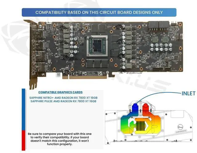 Alt view image 3 of 5 - Bykski Full Coverage GPU Water Block and Backplate for Sapphire NITRO+ AMD Radeon RX 7800 XT 16GB (A-SP7800XT-X)