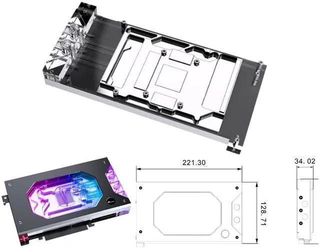 Alt view image 2 of 5 - Bykski Armored End Port GPU Waterblock with Backplate For INNO3D GeForce RTX 5090 D NIGHT X3 (N-ICH5090DX3-X)
