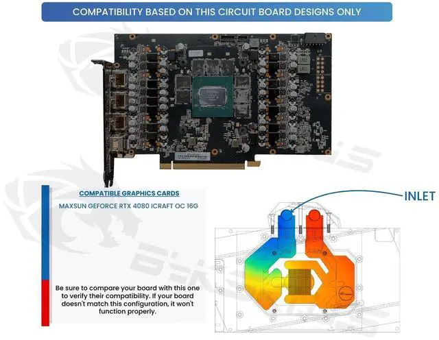 Alt view image 3 of 5 - Bykski Full Coverage GPU Water Block and Backplate For MAXSUN GeForce RTX 4080 iCraft OC 16G (N-MX4080IC-X)