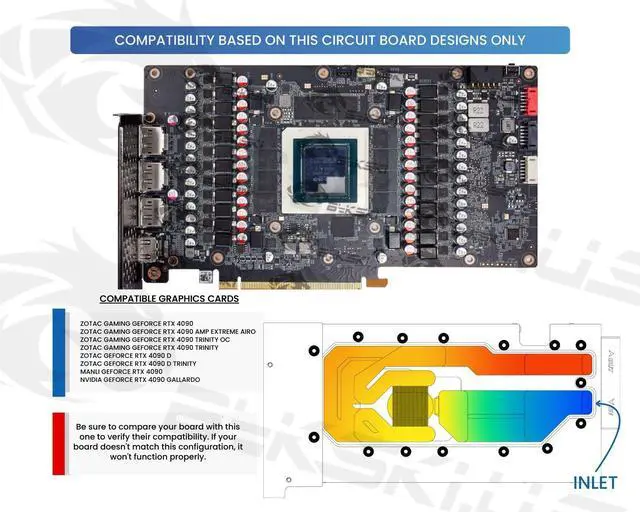 Alt view image 3 of 4 - Bykski Durable Metal/POM GPU Water Block and Backplate for Zotac Gaming RTX 4090 Series (N-ST4090TQ-X-V4) - Continuous Usage