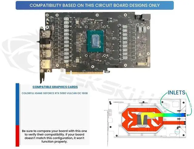 Alt view image 3 of 5 - Bykski Armored End Port GPU Waterblock with Backplate For COLORFUL iGame GeForce RTX 5080 Vulcan OC 16GB (N-IG5080VXOC-X)