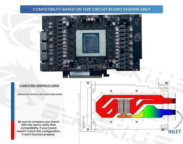 Alt view image 3 of 4 - Bykski Durable Metal/POM GPU Water Block and Backplate For INN03D PNY GeForce RTX 5090 32GB GDDR7 (N-PNY5090-SR) - Continuous Usage