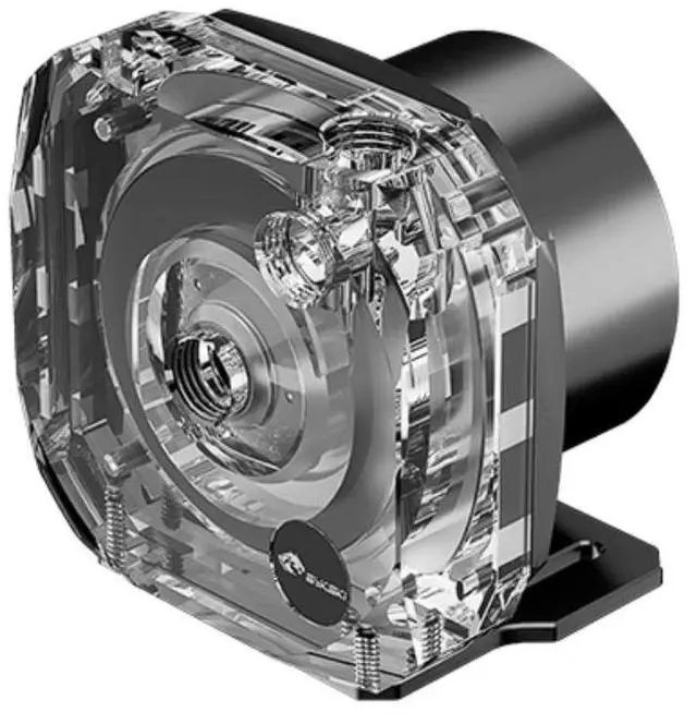 Main image of Bykski PMS6 Armored Liquid Cooling 12V Pump - PWM Enabled - PMMA w/ 5v RBW Leds (B-PMS6-NX-X)