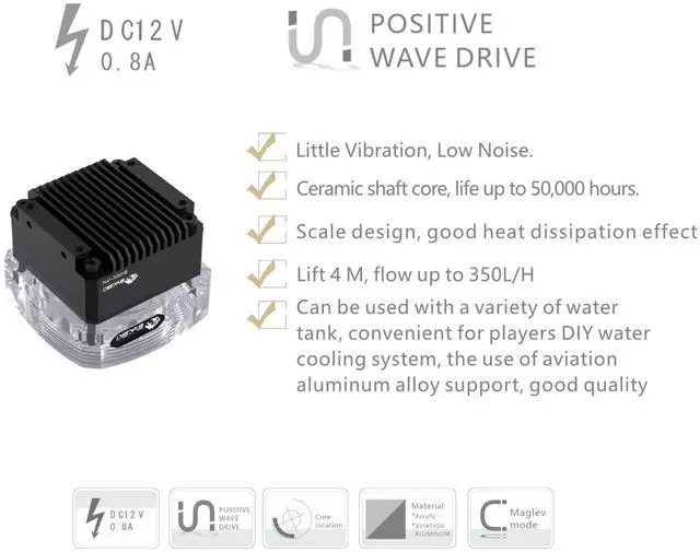 Alt view image 3 of 6 - Bykski High-Performance Laing DDC PWM Water Pump - 350L/H Flow Rate For Custom Watercooling Cooling Systems (CP-DDCITN-X)