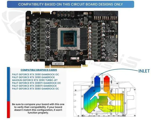 Alt view image 4 of 5 - Bykski Full Coverage GPU Water Block and Backplate for Palit RTX 3090 Game Rock OC (N-PT3090GR-X)