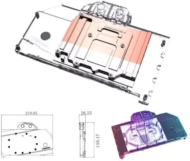 Alt view image 2 of 5 - Bykski Full Coverage GPU Water Block and Backplate For GIGABYTE Radeon RX 9070 XT GAMING OC 16G (A-GV9070GMOC-X)
